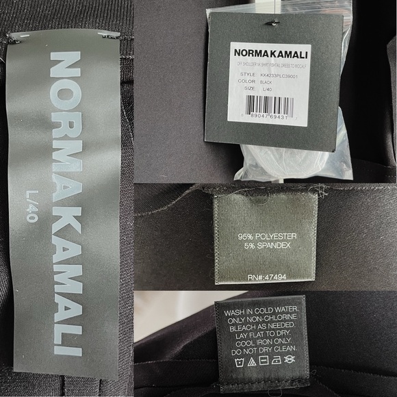 Norma Kamali Off Shoulder Fishtail Midi Dress in Black Women’s Large - Picture 8 of 9